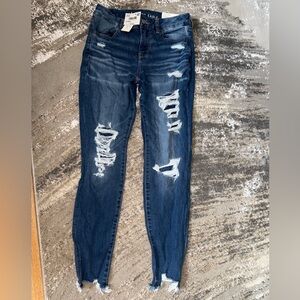American Eagle Outfitters Ripped Dark Blue Skinny Jeans